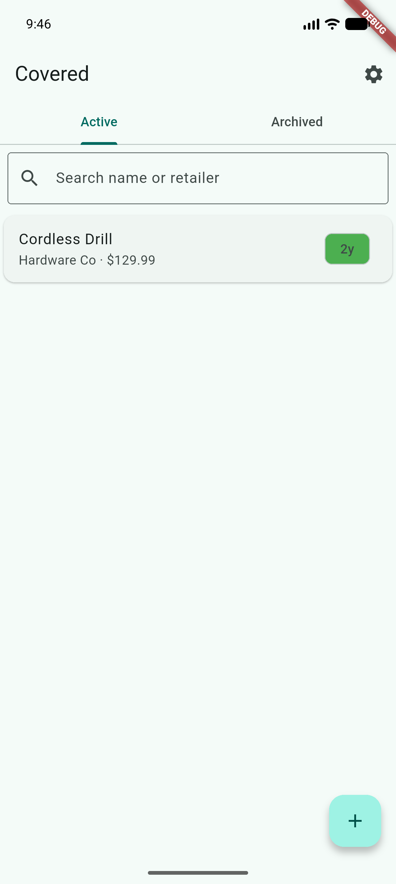 covered — the vault list with warranty countdown badges